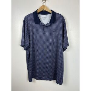 Under Armour Mens XL Performance Polo Shirt Loose Golf Athletic Blue Geo Dot